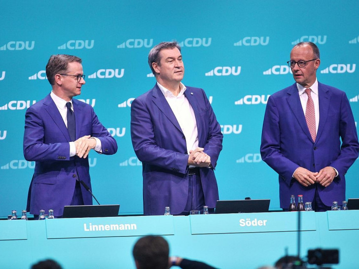 Carsten Linnemann, Markus Söder, Friedrich Merz am 07.05.2024