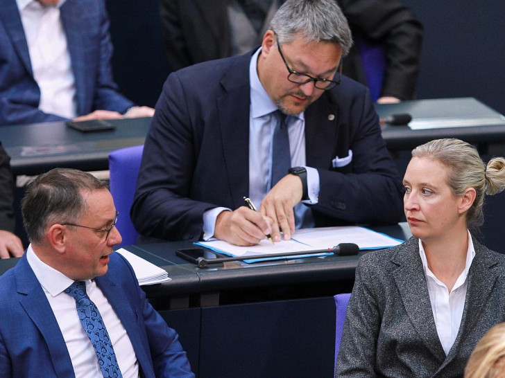 AfD-Spitzenpolitiker Keuter, Chrupalla, Weidel (Archiv)