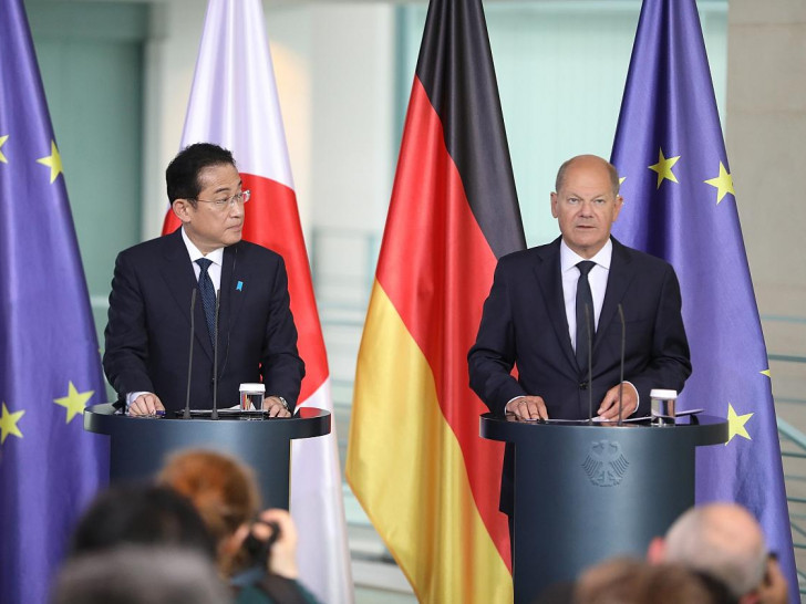 Fumio Kishida und Olaf Scholz am 12.07.2024