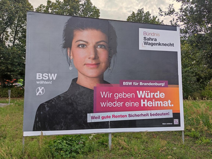 BSW-Wahlplakat zur Landtagswahl in Brandenburg am 18.08.2024