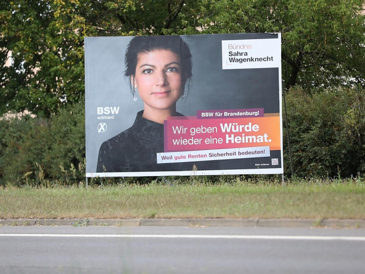 BSW-Wahlplakat zur Landtagswahl in Brandenburg 2024 (Archiv)