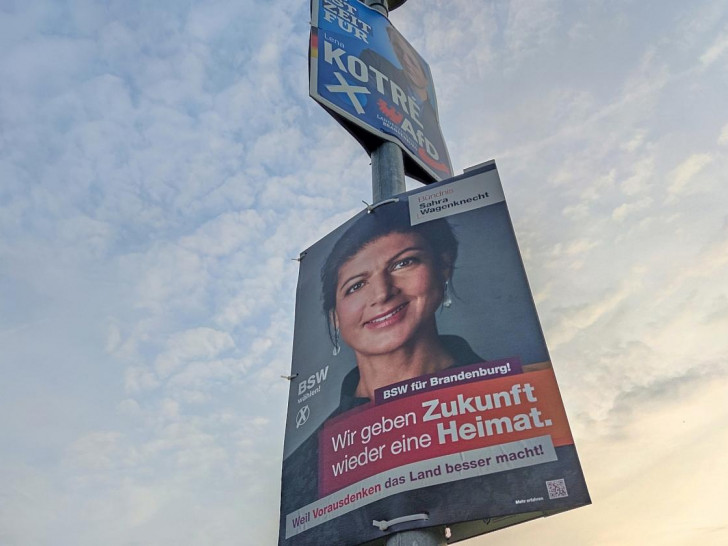 AfD- und BSW-Wahlplakat zur Landtagswahl in Brandenburg am 18.08.2024