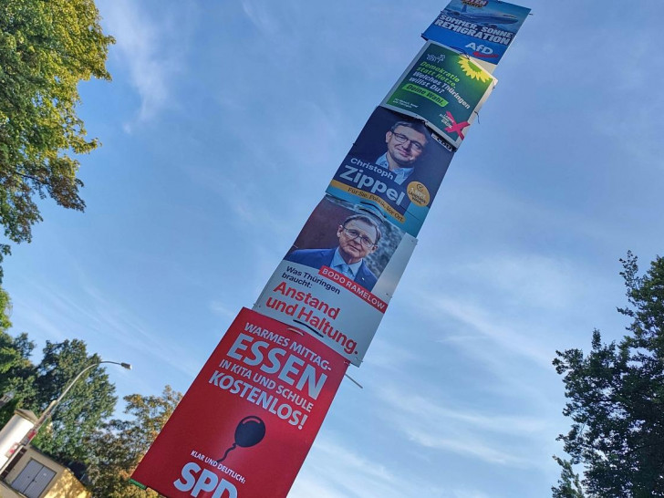 Wahlplakate von SPD, Linken, CDU, Grünen und AfD zur Landtagswahl in Thüringen (Archiv)