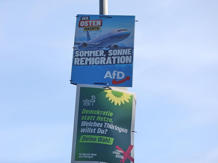 Wahlplakate von AfD und Grünen zur Landtagswahl in Thüringen (Archiv)