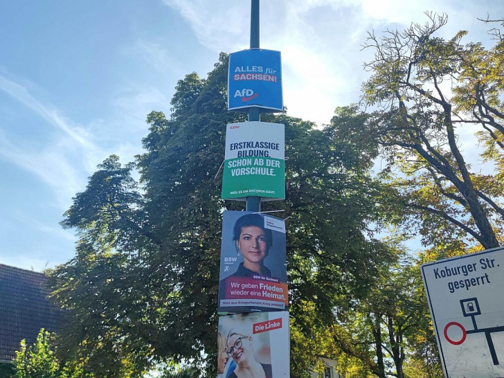 Wahlplakate von AfD, CDU, BSW und Linke zur Landtagswahl in Sachsen (Archiv)