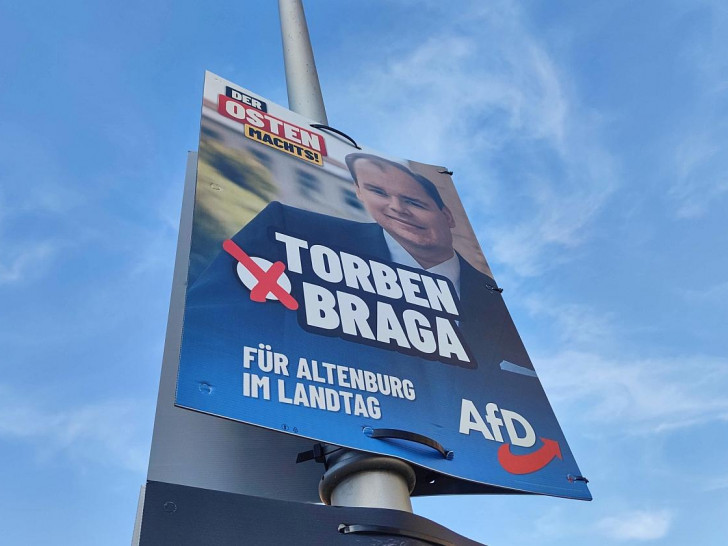 AfD-Wahlplakat mit Torben Braga am 06.08.2024