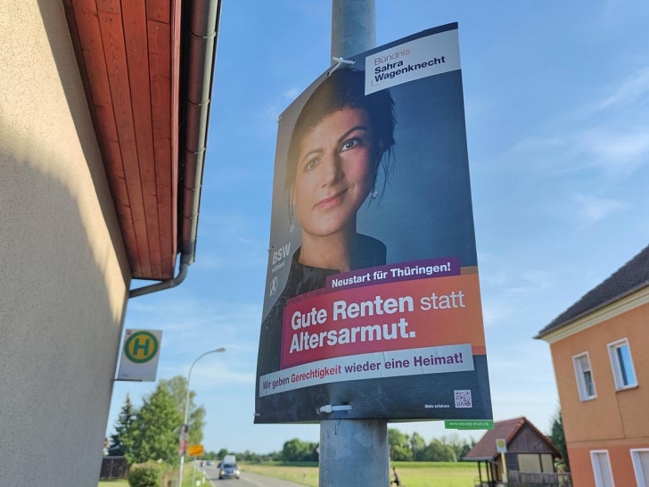 BSW-Wahlplakat zur Landtagswahl in Thüringen 2024