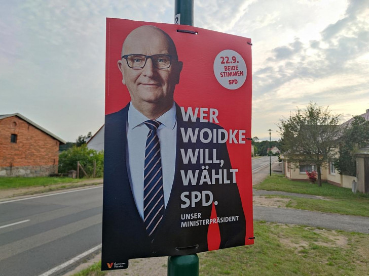 SPD-Wahlplakat mit Dietmar Woidke zur Landtagswahl in Brandenburg (Archiv)