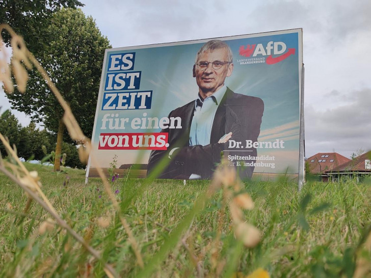 AfD-Wahlplakat mit Hans-Christoph Berndt zur Landtagswahl in Brandenburg (Archiv)