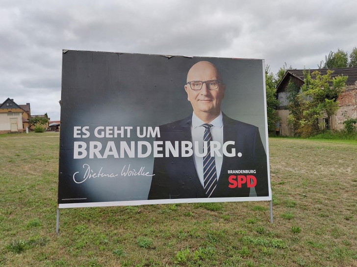 SPD-Wahlplakat mit Dietmar Woidke zur Landtagswahl in Brandenburg (Archiv)