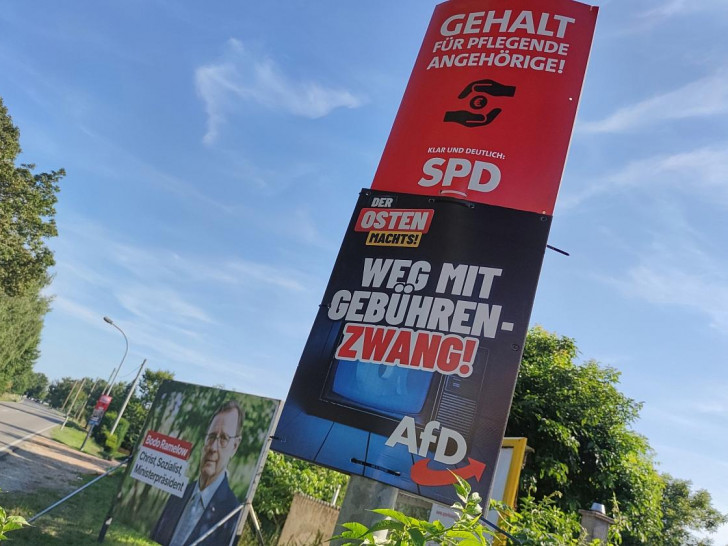 Wahlplakate von AfD und SPD zur Landtagswahl in Thüringen (Archiv)