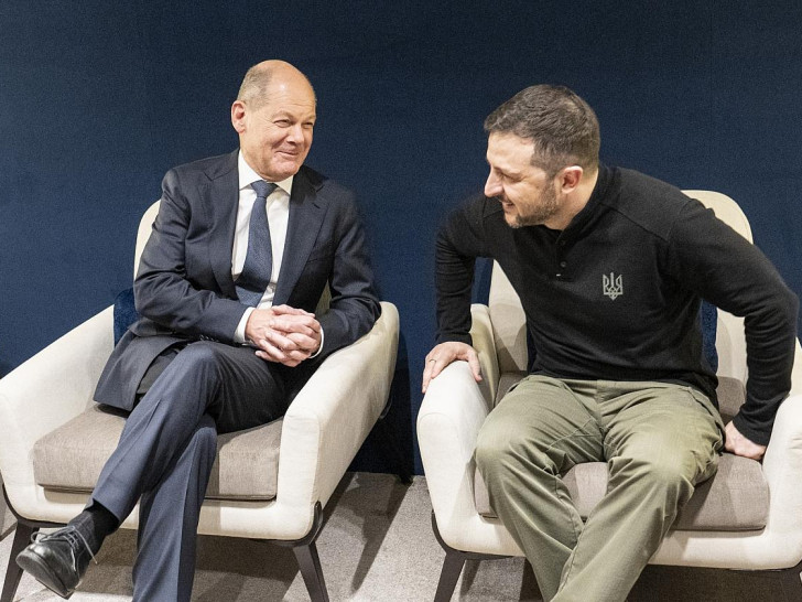 Olaf Scholz und Wolodymyr Selenskyj in Davos am 21.01.2025