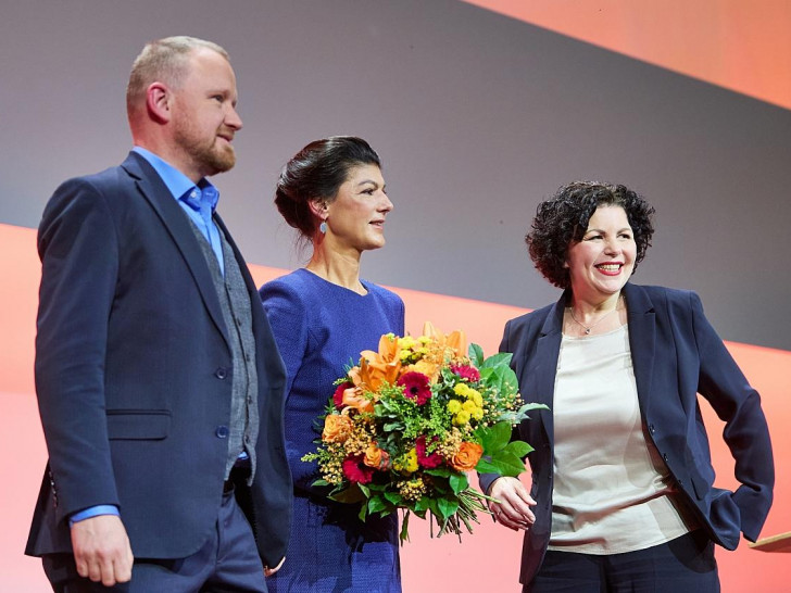 Christian Leye, Sahra Wagenknecht, Amira Mohamed Ali am 12.01.2025