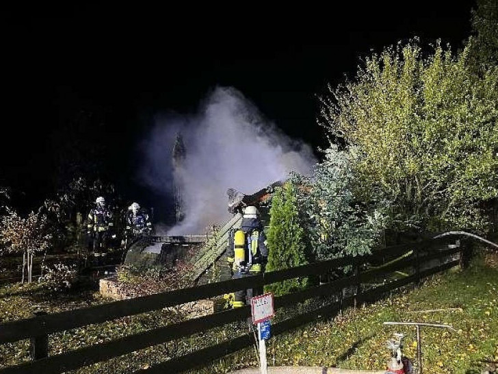 Die Freiwillige Feuerwehr bei den Löscharbeiten (Archiv)