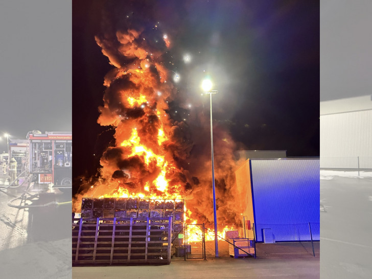 In der Nacht zu Sonntag kam es auf dem Gelände eines Elektroschrott-Entsorgungsbetriebs in Harlingerode zu einem Großbrand