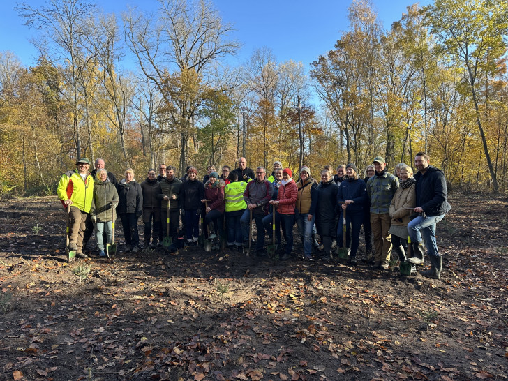 Mitarbeiter der BS Energy Gruppe bei der Baumpflanz-Aktion zum 25-jährigen Bestehen der Veolia Stiftung.