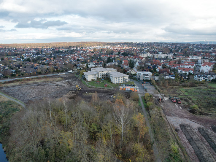 Die Arbeiten an der Flutmulde haben begonnen.