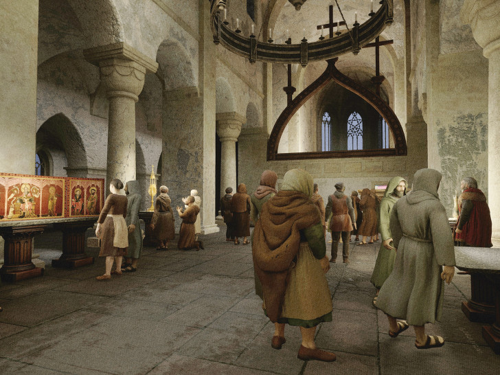 Mit der App DOM:digital werden historische Geschichten erzählt – hier steht eine mittelalterliche Prozession im Fokus.