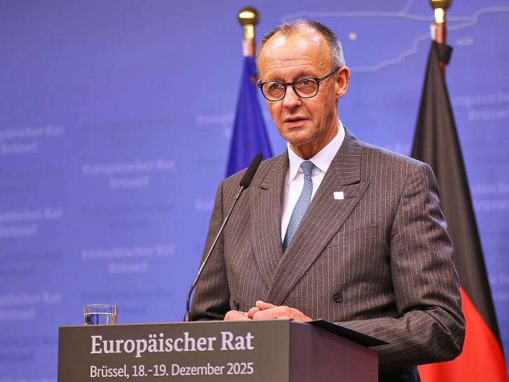 Friedrich Merz nach dem EU-Gipfel in Brüssel am 19.12.2025