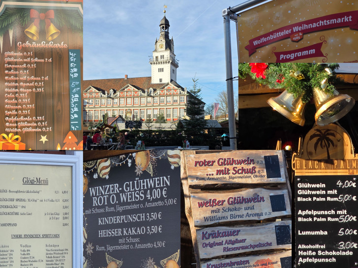 Fotomontage einiger Preisschilder auf dem Wolfenbütteler Weihnachtsmarkt.