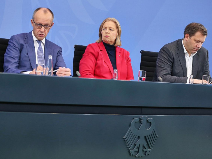 Friedrich Merz, Bärbel Bas, Lars Klingbeil am 11.12.2025