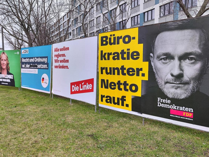 Wahlplakate von Bündnis90/Die Grünen, CDU, Linke und FDP (Archiv)