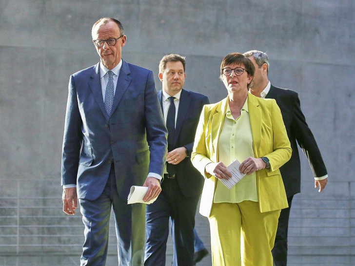 Friedrich Merz, Lars Klingbeil, Saskia Esken, Markus Söder am 08.03.2025