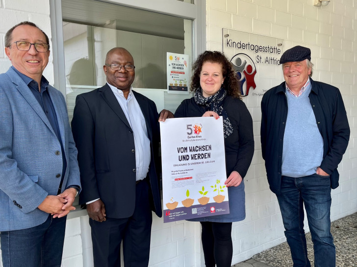 Michael Gruber, Pastor Dr. Willy Manzanza, Jasmin Cassier und Martin Wrasmann (v. li.).