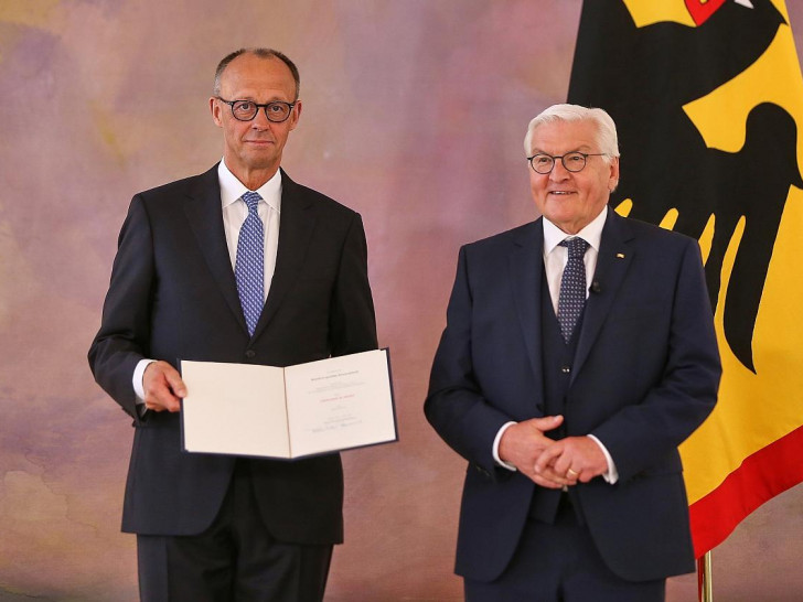 Friedrich Merz und Frank-Walter Steinmeier am 06.05.2025