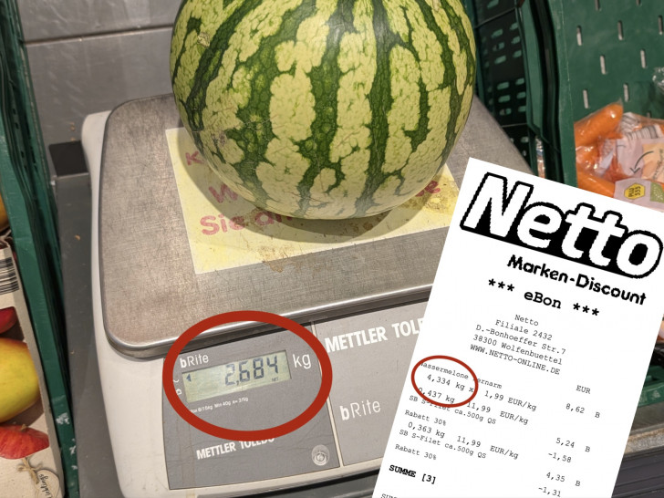 Das Gewicht der Melone weicht stark voneinander ab. 