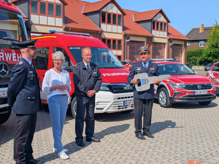  Kreisbrandmeister Florian Graf, Landrätin Christiana Steinbrügge, Landesbranddirektor Dieter Rohrberg  und Regierungsbrandmeister Tobias Thurau
