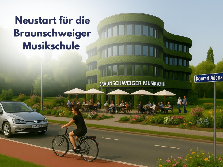 Mit KI erzeugte Visualisierung der Musikschule nach den Plänen der CDU.