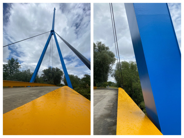 Die Pylonbrücke zur Insel im Salzgittersee.