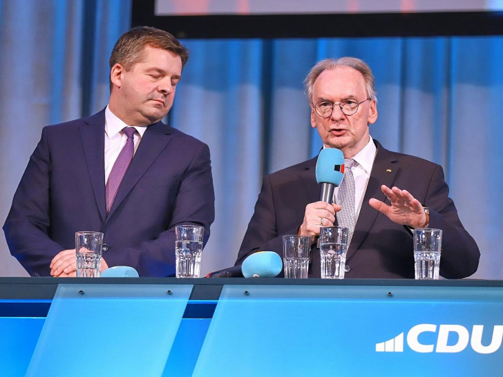 Sven Schulze und Reiner Haseloff (Archiv)