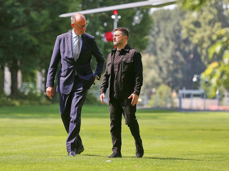 Friedrich Merz und Wolodymyr Selenskyj am 13.08.2025