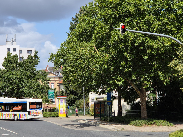 Vorfahrt für den Bus: An der Haltestelle Grüner Platz erkennt die Ampelanlage das Funksignal des abfahrbereiten Busses in der Haltebucht – und schaltet für ihn auf grün.