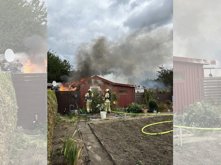 Am Freitagnachmittag standen mehrere Gartenlauben in einem Kleingartenverein in Flammen