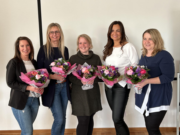 Vorstand des Arbeitskreises UnternehmerFrauen im Handwerk Helmstedt-Wolfsburg (von links): Kassenwartin Eva Lapuerta, Erste Vorsitzende Marianne Lambrecht, Beisitzerin Kathleen Demuth, Beisitzerin Silvia Vollmann-Sturm, und Zweite Vorsitzende Andrea Mückisch.