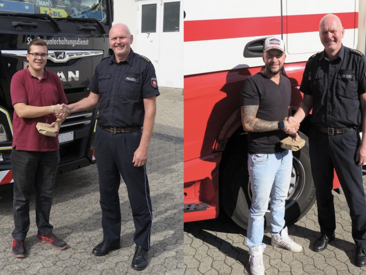  Thomas Bodendiek, Inspektionsleiter der Polizeiinspektion Braunschweig, dankte den beiden Lkw-Fahrern.