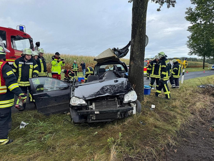 zerstörtes Fahrzeug am Baum (Archiv)