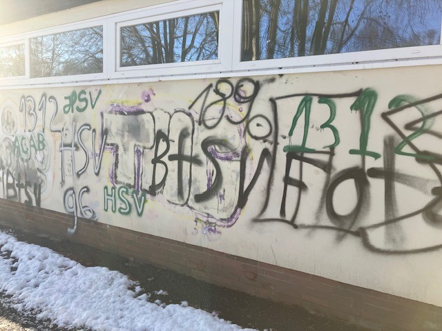 Reichlich Schmierereien zieren die Außenwände der Grundschule Adenstedt jetzt.