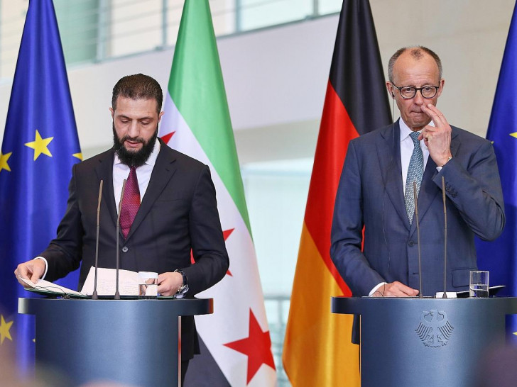 Ahmed al-Scharaa und Friedrich Merz am 30.03.2026