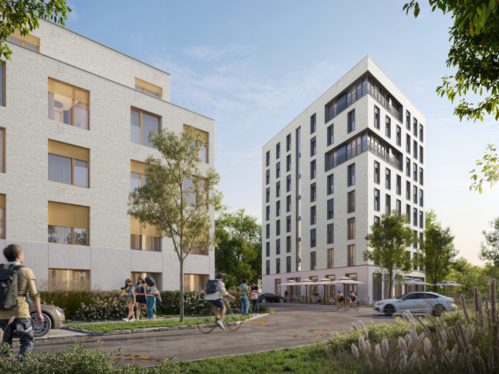 Visualisierung Wohncarrée am Nordanger, Apartmenthaus und Wohnturm.