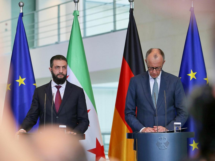 Ahmed al-Scharaa und Friedrich Merz am 30.03.2026