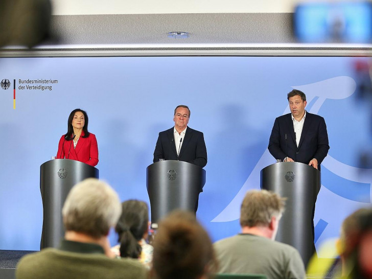 Katherina Reiche, Boris Pistorius, Lars Klingbeil am 28.04.2026