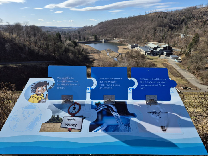 Die erste Station des Klimalehrpfades Wasser.