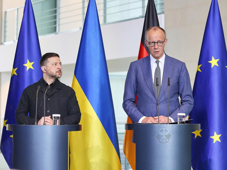 Wolodymyr Selenskyj und Friedrich Merz am 14.04.2026