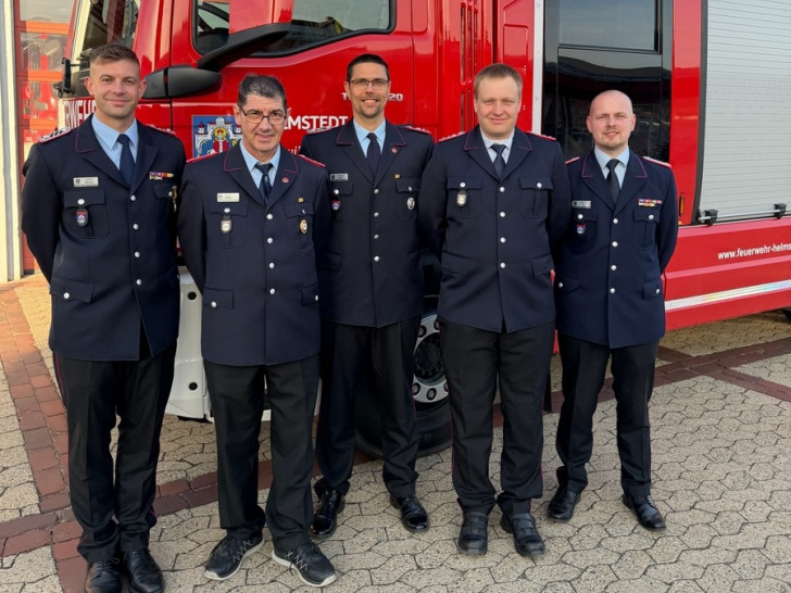 v.l.n.r: Ortsbrandmeister Niko Walther. Leiter Altersabteilung Philipp Eichler, Pressesprecher Alexander Weis, Leiter Kinderfeuerwehr Sebastian Straka. stellvertretende Ortsbrandmeister Jan Lachmann.