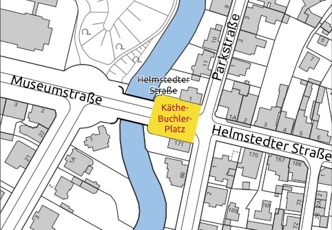 Hier soll der Käthe-Buchler-Platz entstehen.