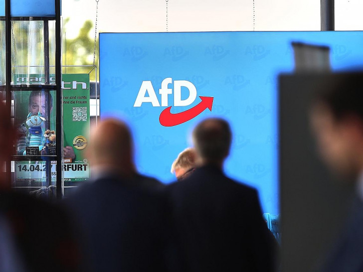 AfD-Logo auf Parteitag am 04.07.2026